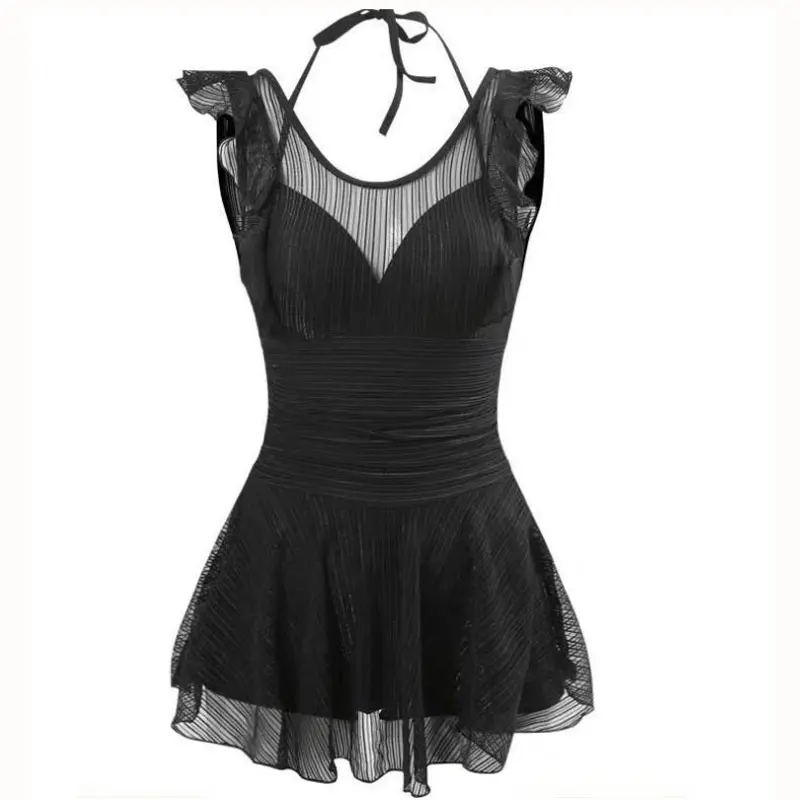 Женский слитный сетчатый купальник купальный костюм с высоким вырезом и