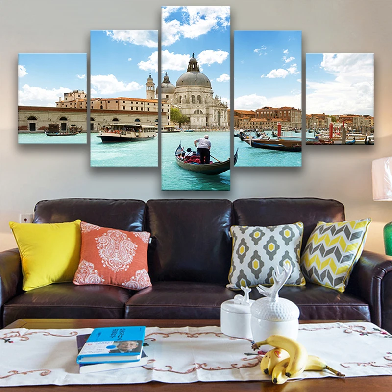 

No Framed 5 pieces Grand Canal Venice Italy Window Home Decor Modular Pictures Canvas Paintings Printed Posters Wall Art