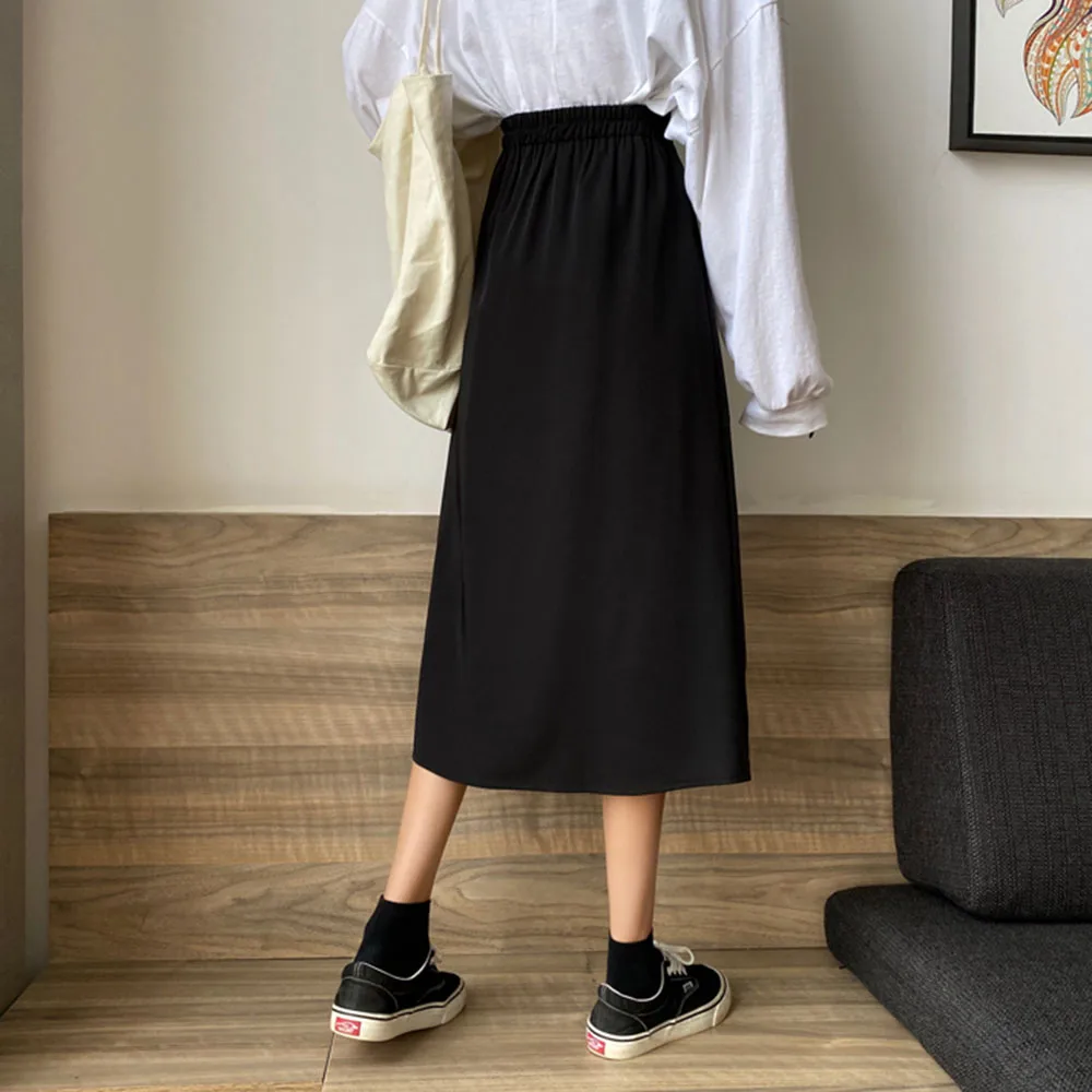 

Japan Style Skirt Spring Summer Korean Fashion Loose Casual Solid Color High Waist Gather Simple Thin Best Sellers 2021