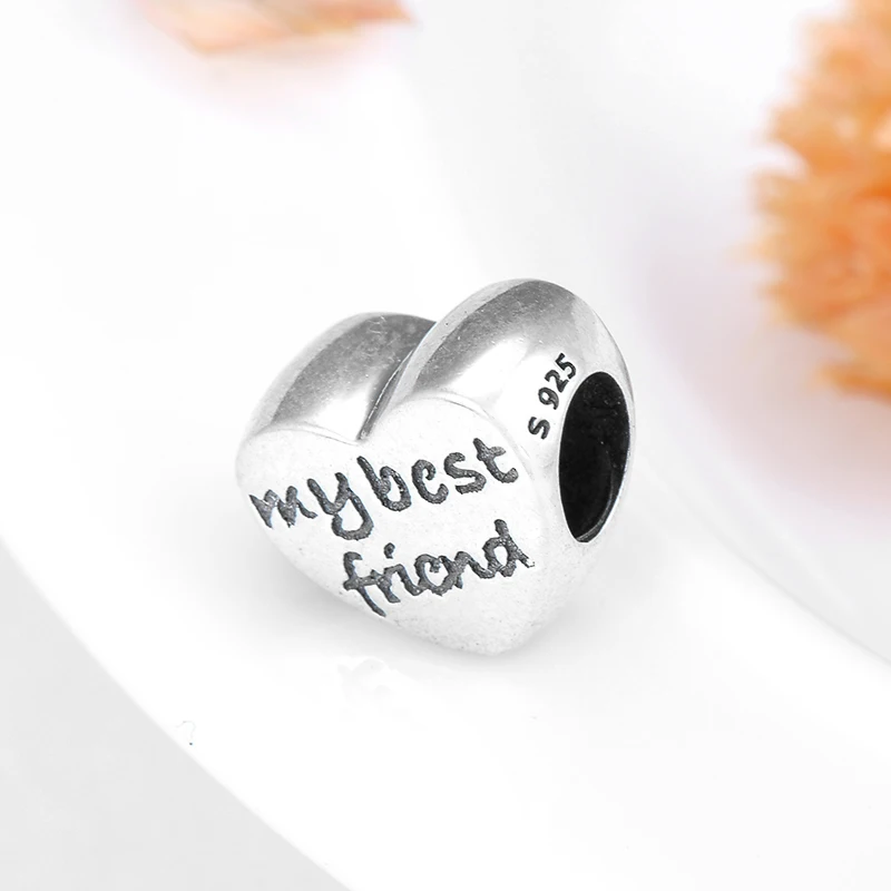 2018 модные бусины Best Friend из стерлингового серебра 925 пробы в форме сердца подходят