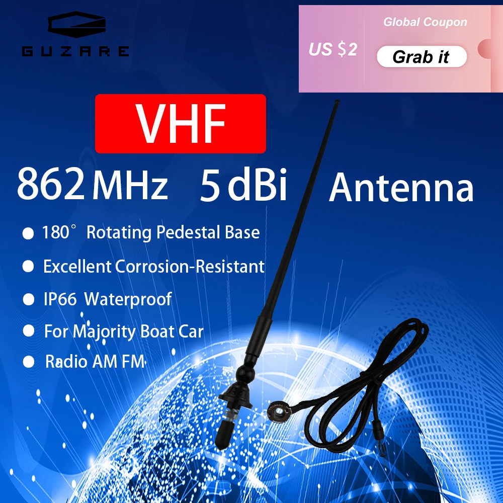

Guzare Marine Boat Car Antenna Waterproof Aerial Radio FM / AM Signal Amplifier for Mini Cooper ATV UTV Golf Cart Universal