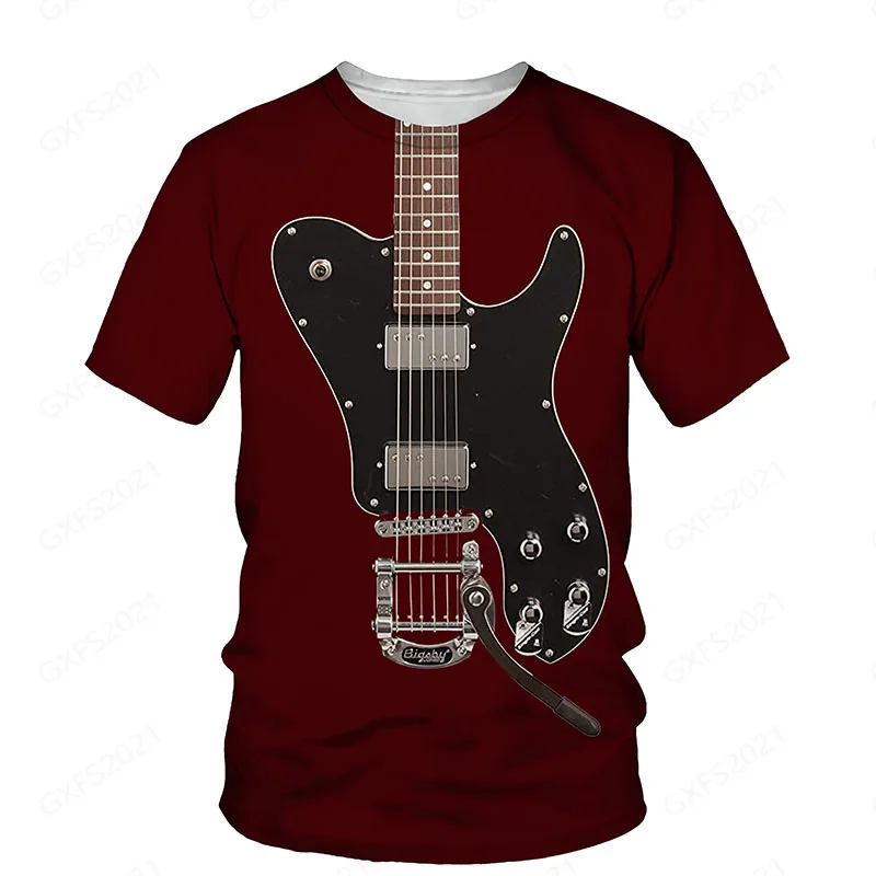 

Color Guitar Pattern Printing 3D T-Shirt Cool Man Summer Best Choice Party Street Fashion T-Shirt Hip Hop New Recommendation