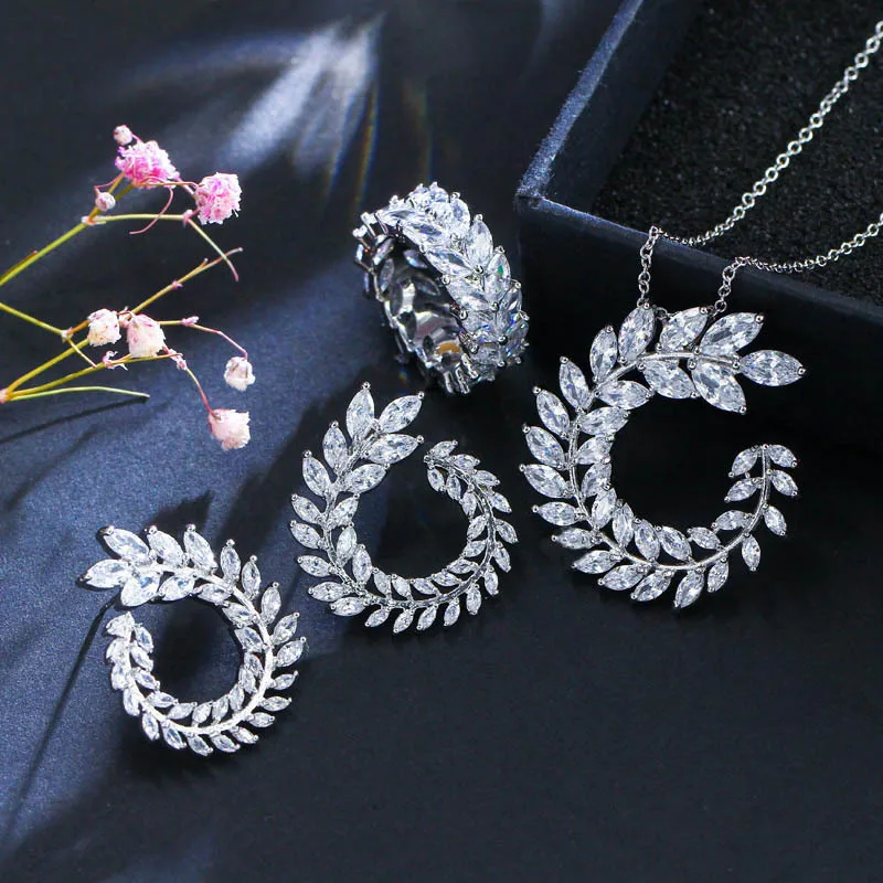 

3pcs Pack 2022 New Luxury Marquise Wedding Bridal For Women Lady Anniversary Gift Jewelry Drop Shipping J5208
