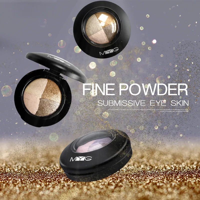 Палетка теней для век MYG 4 цветов запеченные Пудровые Тени блестящая Натуральная