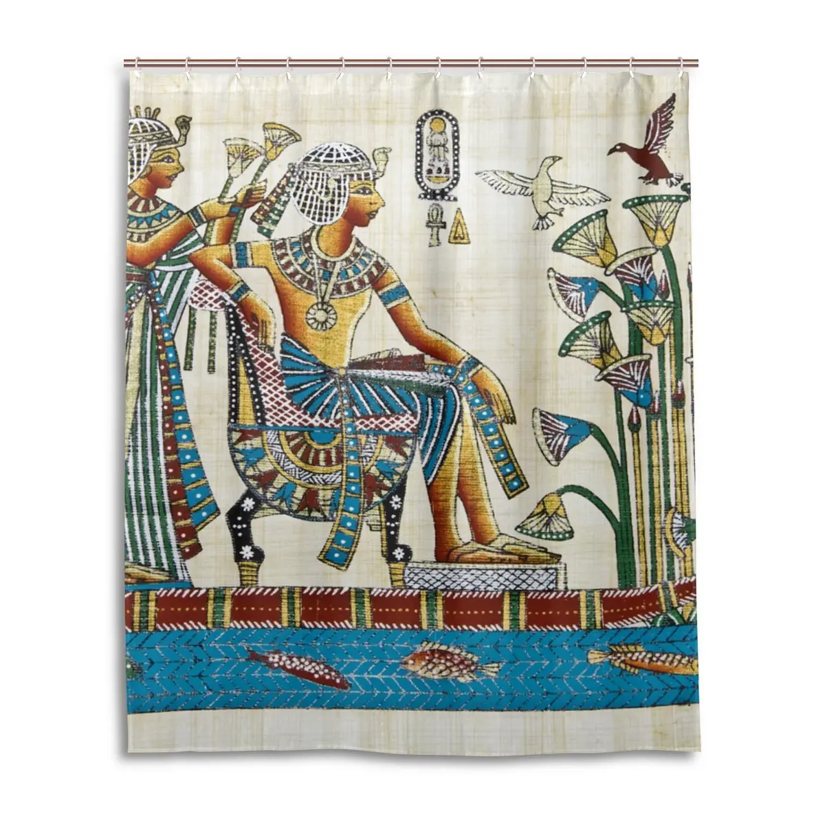 

Vintage Egypt Art Pattern Print 100% Polyester Fabric Shower Curtain