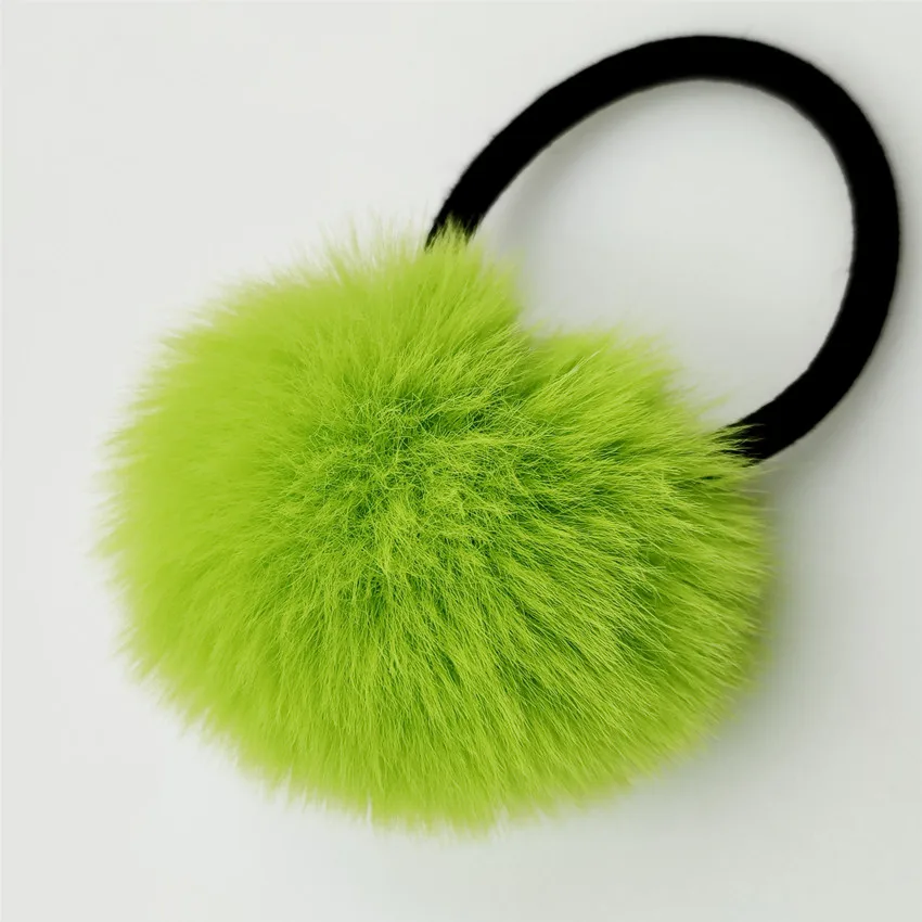 

New Fashion Cute Girl's Gifts Fluffy Imitation Banny Hair Rubber Bands Pompon Elastic Ponytail Holder Hair Accessories 2 pcs/lot
