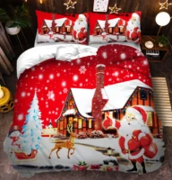 3d merry christmas bedding set print duvet cover red santa claus comforter bed set gifts usa size queen king size new year