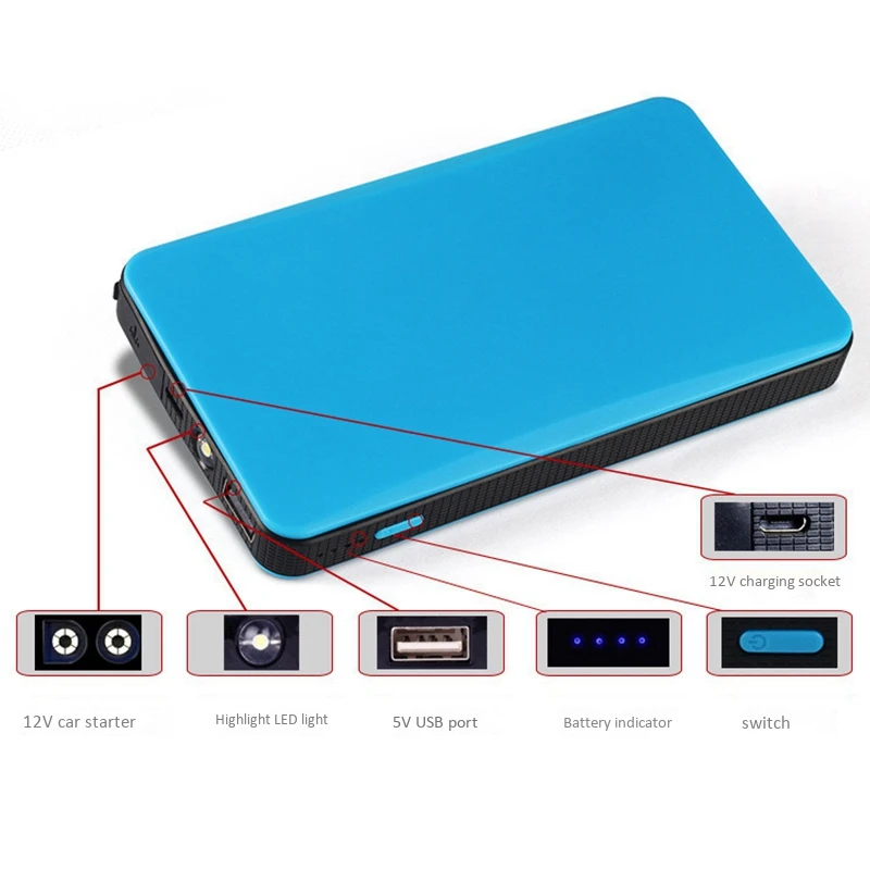 12V многофункциональный автомобильный стартер зарядное устройство Power Bank Booster Blue |
