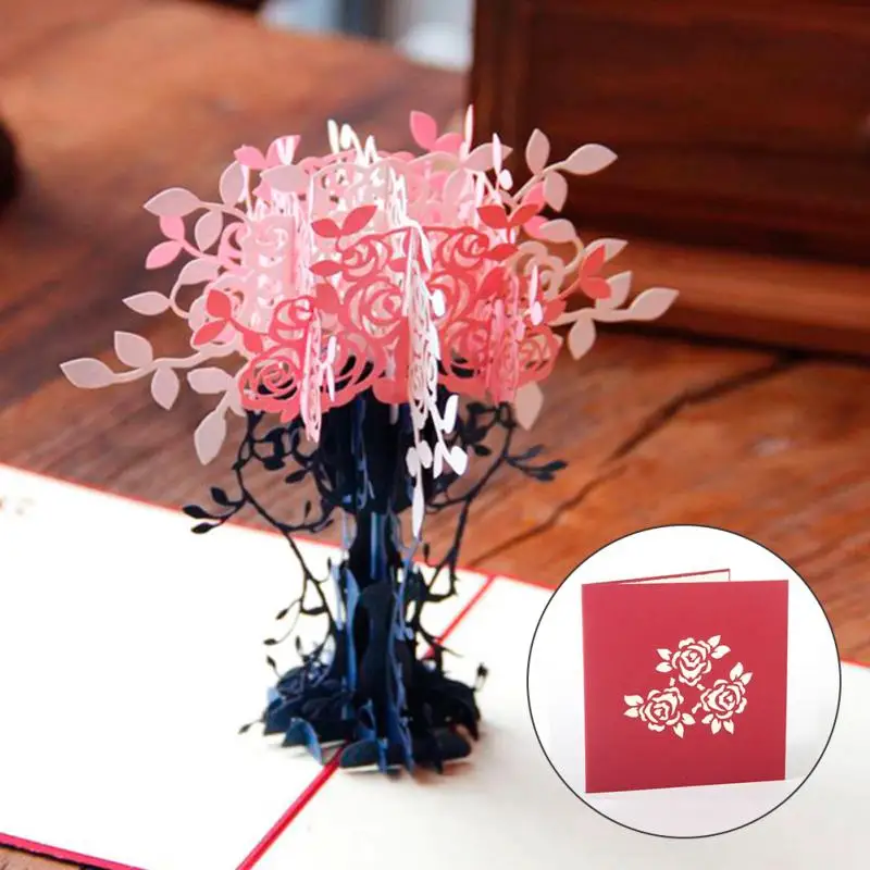 3D поздравление с днем рождения карты всплывающие открытка изображениями цветов