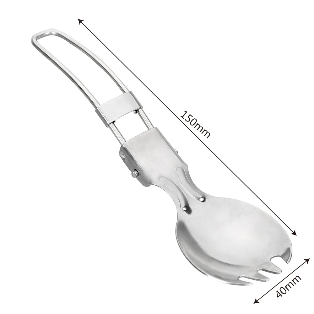 

Outdoor Camping Tableware Folding Spoon Spork Hiking Stainless Steel Spoon Fork 2 in 1 Lightweight Picnic Portable