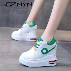 hot sales women chunky sneakers fashion platform sneakers ladies brand wedges casual shoes for woman leather sports dad shoes free global shipping