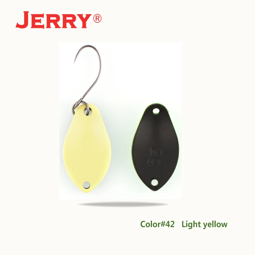 Light yellow Jerry 2 г 3 г микро форели ложки сверхлегкие латунные рыболовные ложки один крючок Пресноводные металлические приманки зона окуня для ловли щуки pesca - Цвет: Light yellow