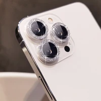 luxury 3d glitter diamond bling rhinestone camera lens protector for iphone 13 mini 13 pro max camera protector screen cover
