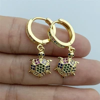small cute drop dangle turtle earrings for women lovely animal rainbow aaa zircon cz pendant earring anniversary party gift