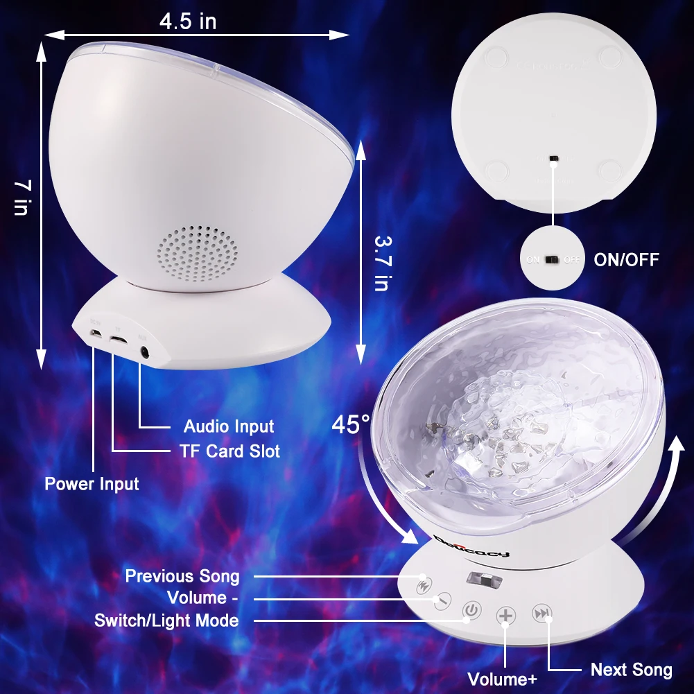 Проектор океанской волны Ночной светильник 12 Светодиодный дистанционное