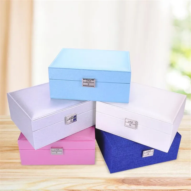 

Jewelry Box With Mirror New Rings Earrings Organizer Ear Studs Jewellry Display Stand Holder Rack Showcase Plate Storage Boxes