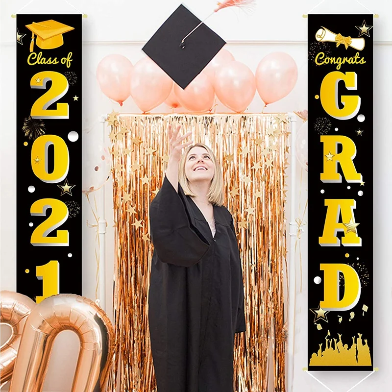 

Graduation Porch Sign Set Congrats Grad Class Home for Indoor Hanging Banner Yard Porch Decor Party Decoration