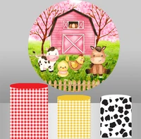 circle photography background backdrop cartoon farm animal girl birthday party photocall studio table cover poster yy689