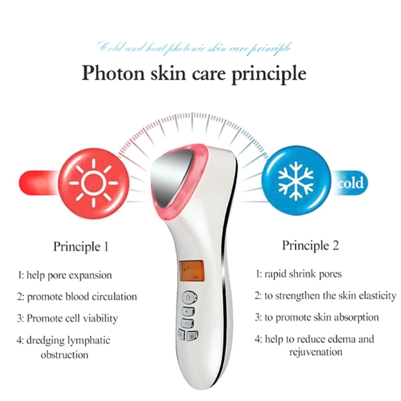

Electric Facial Massager Ultrasonic Cryotherapy Hot Cold Light Photon Wrinkle Remove Device Face Spa Beauty Machine skin care