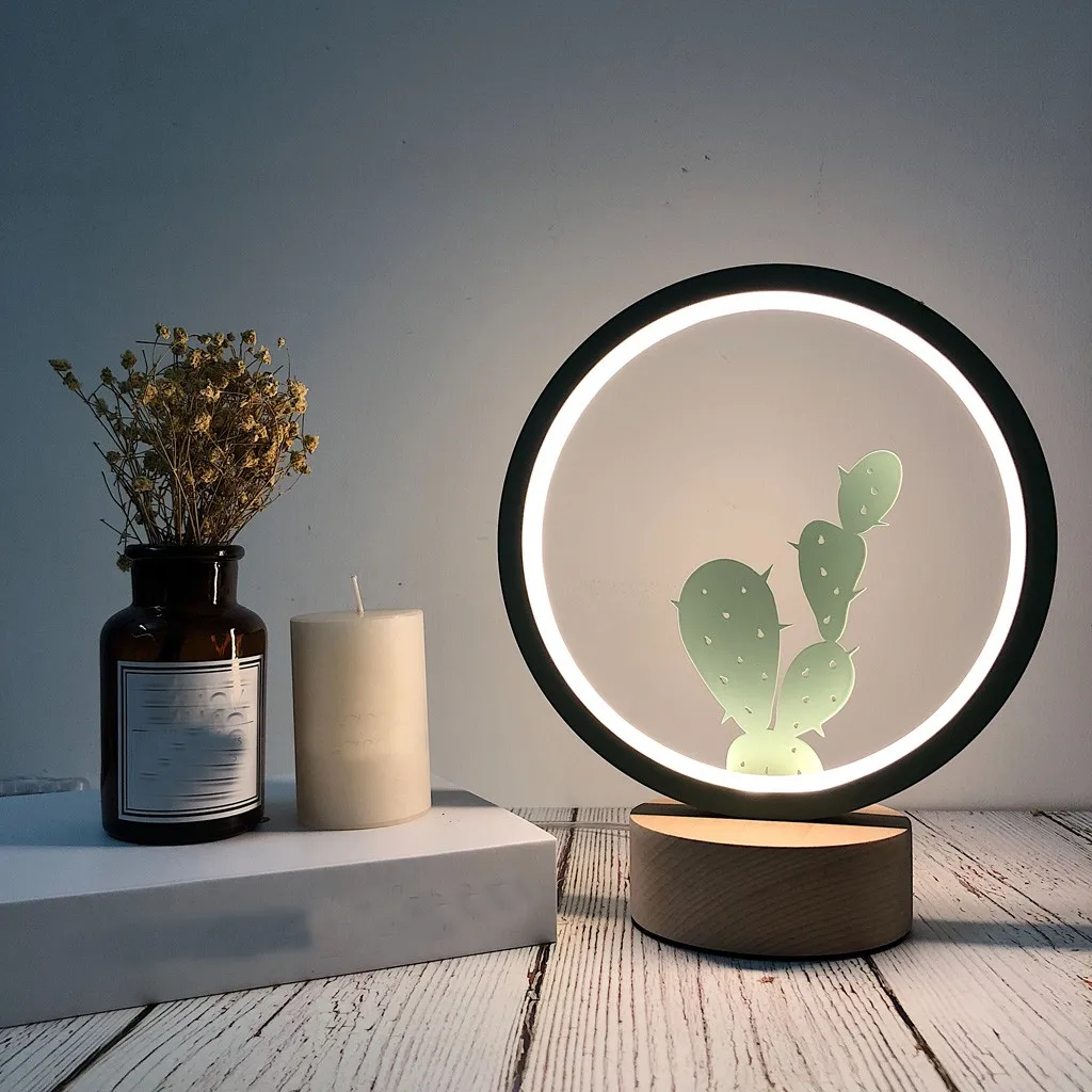 Оригинальное творчество деревянный Декор лампа Светодиодная ночник настольная