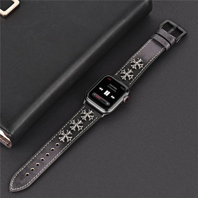 Ремешок кожаный для Apple Watch Band 42 мм 38 спортивный браслет iWatch 4/5 band 44 40 correa apple watch series