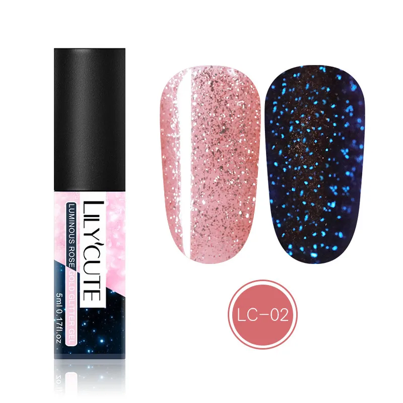 luminous LC02 LILYCUTE розовый золотой УФ-Гель-лак 5 мл замачиваемый Блестящий лак для ногтей замачиваемый Сияющий УФ-гель долговечный гель для дизайна ногтей - Цвет: luminous LC02