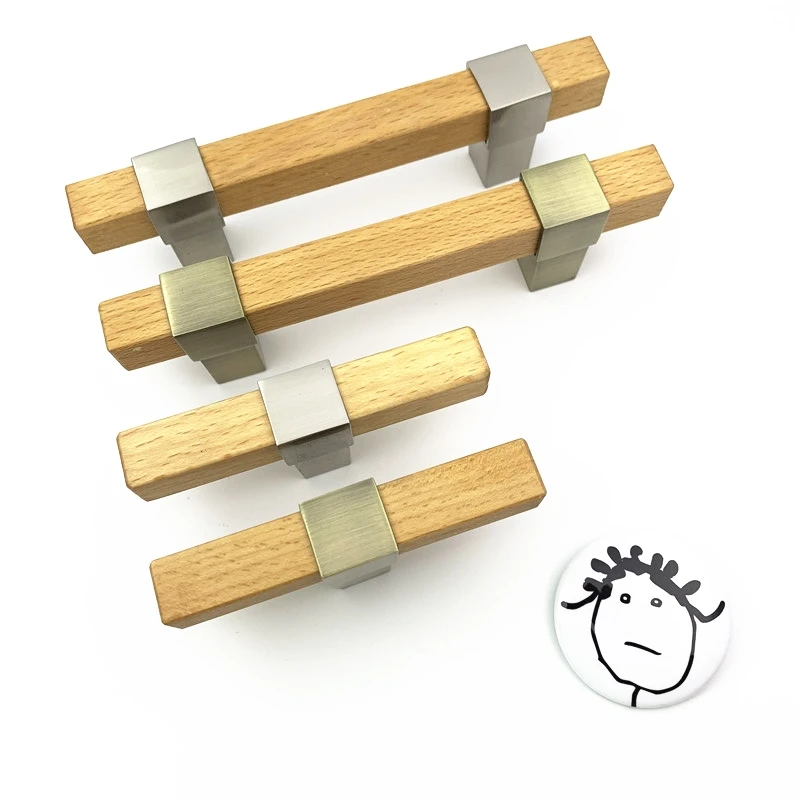 Ручка ящика LCH из натурального дерева в скандинавском стиле, ручка ящика из цинкового сплава, винтажная ручка выдвижного ящика, ручка дверного ящика, Матовая Серебристая старинная