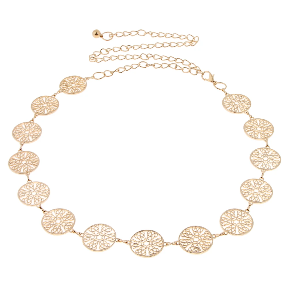 Винтажный пояс с металлической цепочкой широкий кисточкой в виде золотых монет