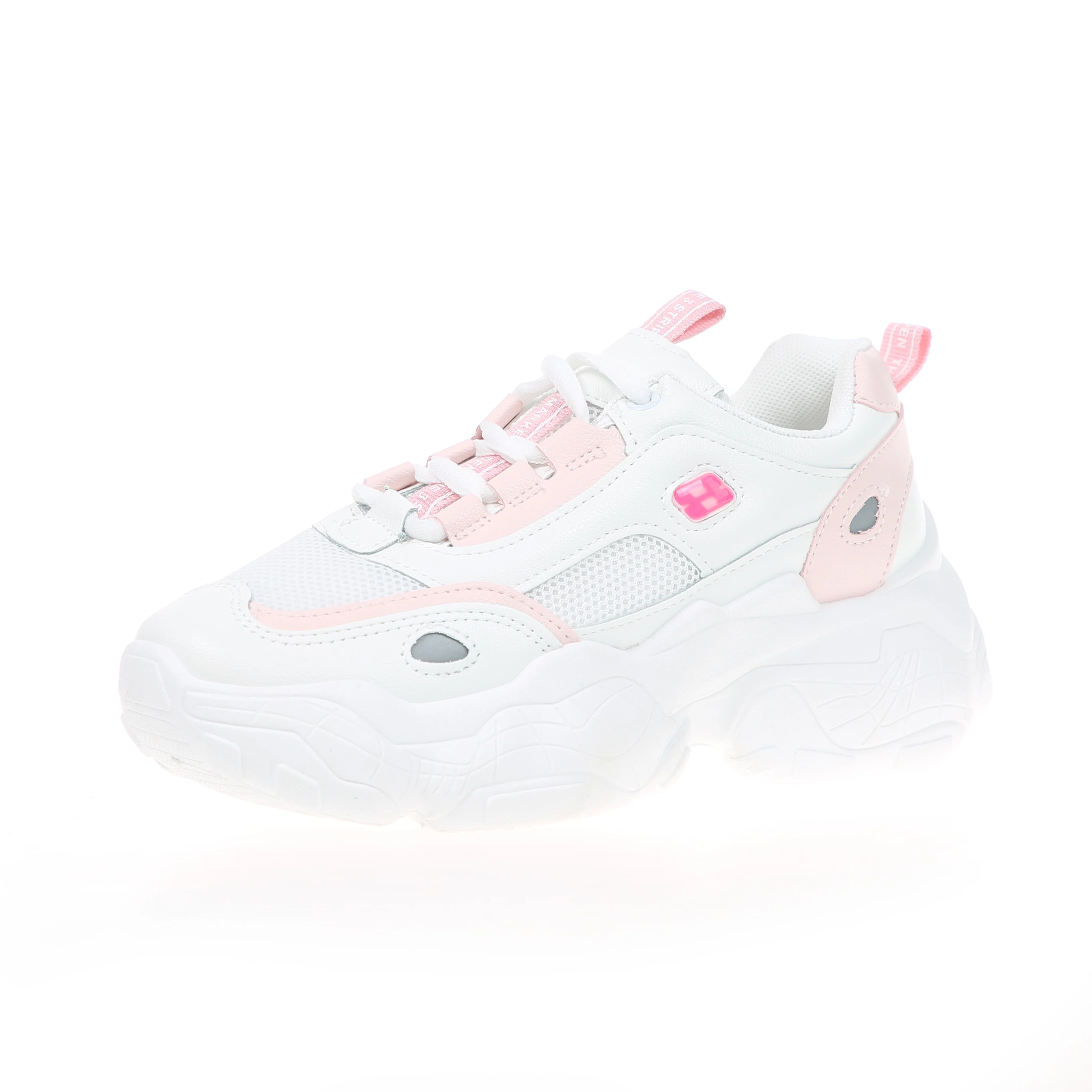 Pink Новинка года; женские кроссовки в стиле ретро; цвет розовый, бежевый; кроссовки на платформе с толстой подошвой в стиле Харадзюку; модная повседневная обувь; женские с сеткой; femme - Цвет: Pink