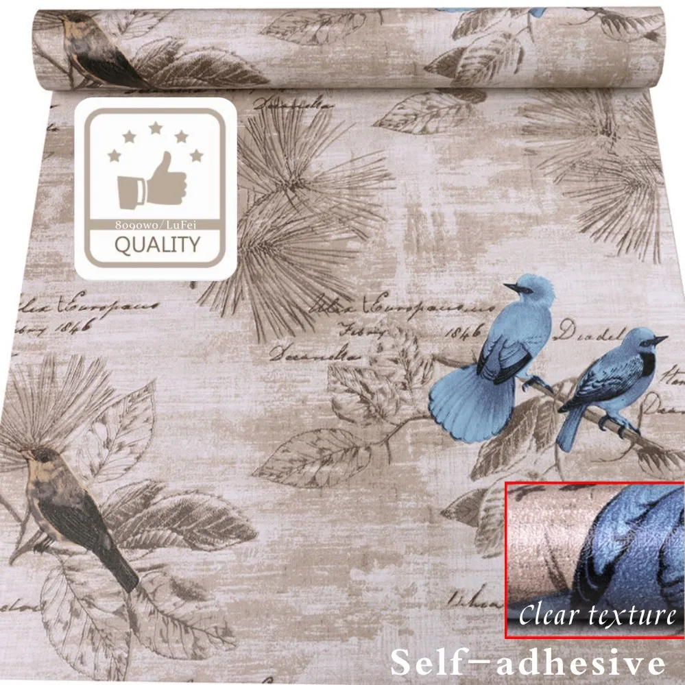 

Обои с птицами, самоклеящиеся виниловые обои, приклеиваются к шкафам, столешницам, мебели