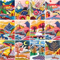 gatyztory coloring by number abstract mountains kits home decoration pictures painting by number landscape 40x50cm wood frame ar