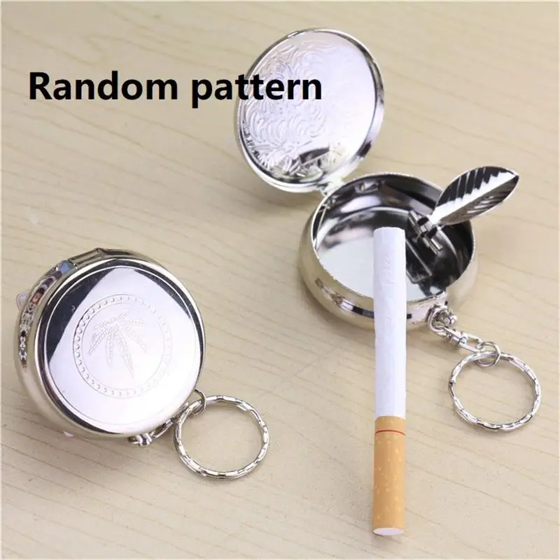 

Men's Mini Round Ashtray Keychain Pendant Metal Portable Fashion Creative Storage Box Smoking Friend Gift Smoking Accessories