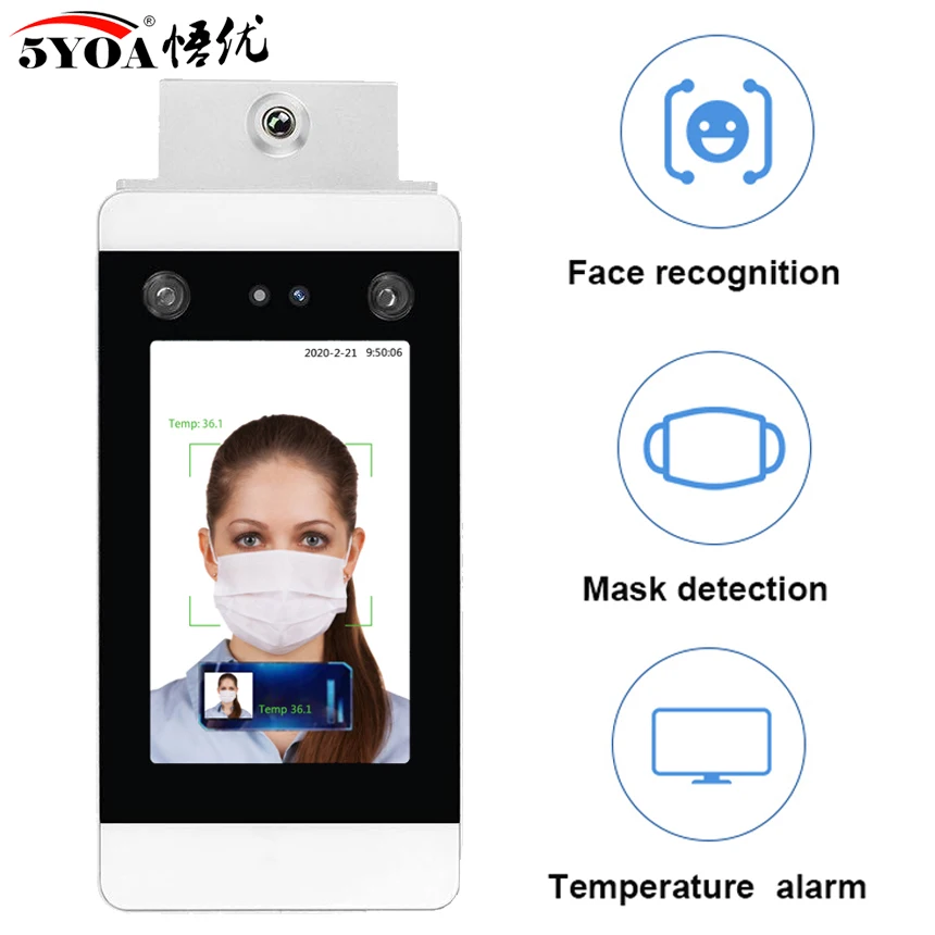 

Body Temperature measurement Dynamic Face Facial Recognition WIFI TCP/IP Non Contact Time Attendance and Access Control System