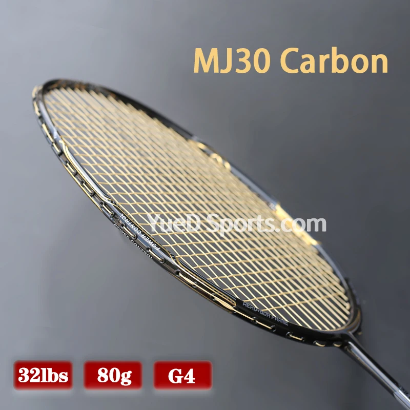 Japan MJ30 Carbon Fiber 4U 80G Badminton Rackets With Strings Bags Professional 20-32LBS Ultralight Offensive Racquet Adult