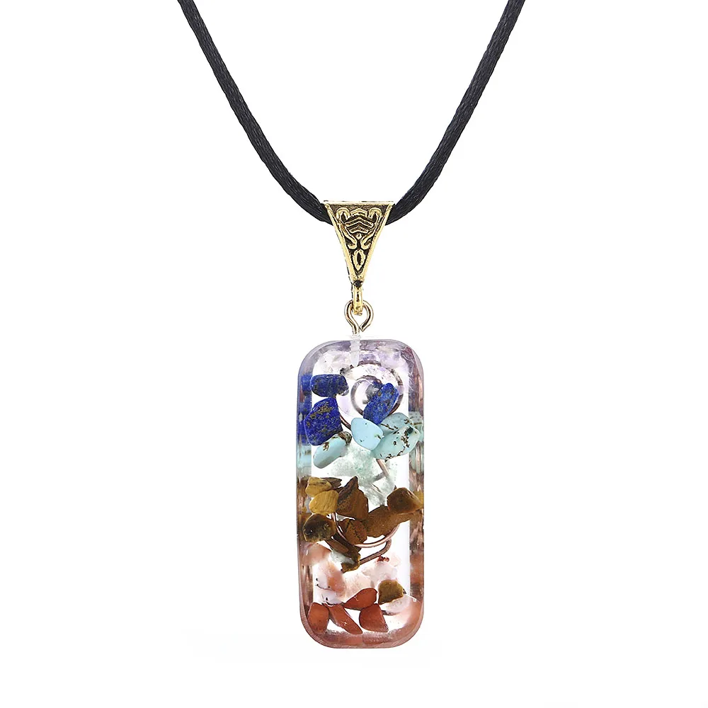 

Seven Color Chakra Pendulum Energy Generator Pendant Copper Plate Handmade Zircon Pendant Jewelry Without Cord 2021 New
