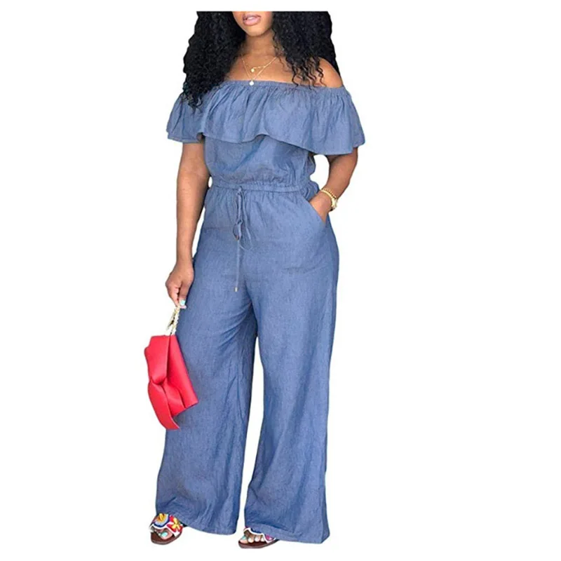 

Kayotuas Fashion Women Jumpsuit Ladies Baggy Denim Jeans Overall Solid Loose Casual Stylish Leotard Trousers Rompers