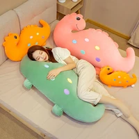 pink dinosaur plush body pillows cartoon animal plushie toys sofa bed office chair accompany cushions colorful spots kids gifts