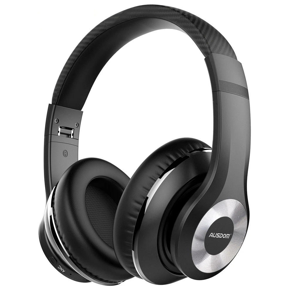 Ausdom ANC10, активные Беспроводные наушники с шумоподавлением, Bluetooth, складные, 20 ч, время воспроизведения, Hi-Fi, глубокий бас, Bluetooth гарнитура - Цвет: black headphones.