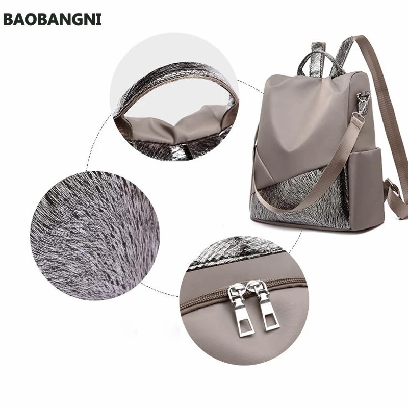 

New Fashion Casual Oxford Cloth Women Anti-Theft Backpack Ladies Sequins Female Larger Capacity School Shoulder Bag