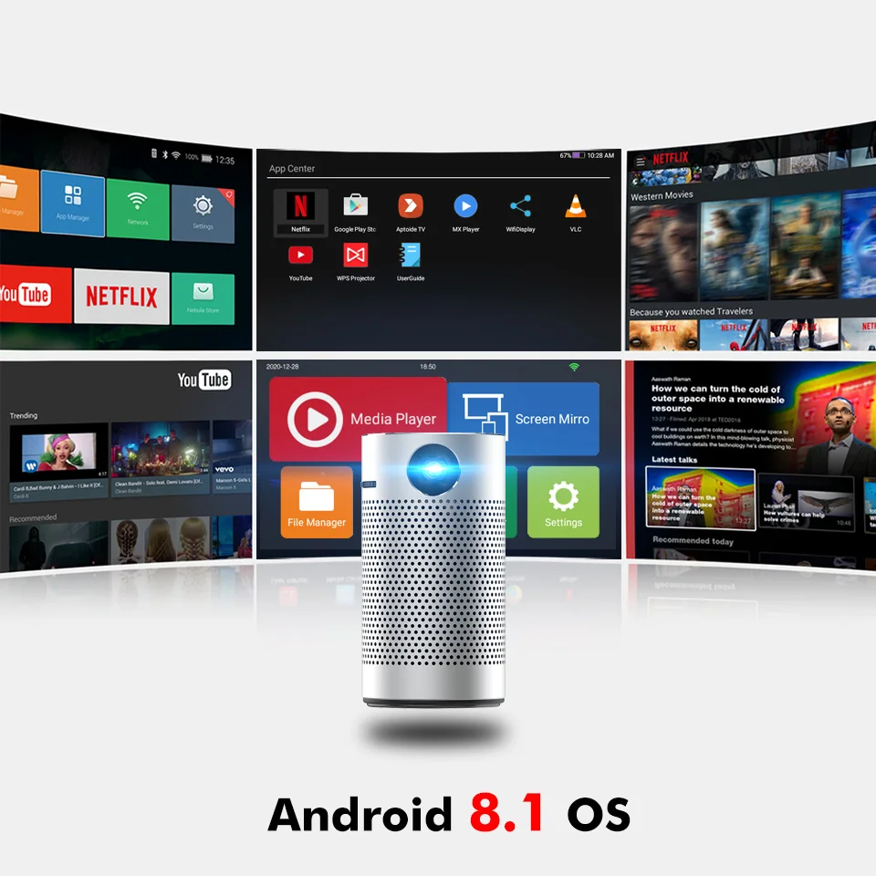BYINTEK P7 Android 1080p 4K мини Кино видео светодиодный карманный Пико Mico DLP проектор