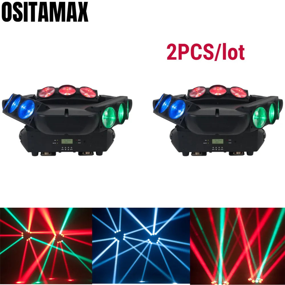 2 шт. светодиодный светильник Lyre Super Spider Beam Moving Head Disco сценический 9 глаз 9X12W 4в1 RGBW