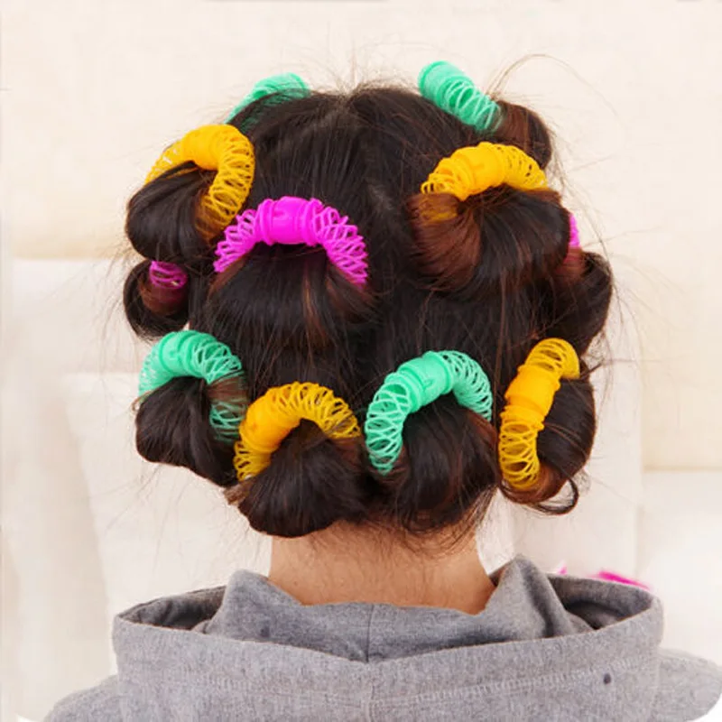 

10bags 8pcs bag lot Donuts Fast Hair Curler Candy-Colored Pear Head Hair Curler Hair Roller Head Curly Hair Tools Hair Band