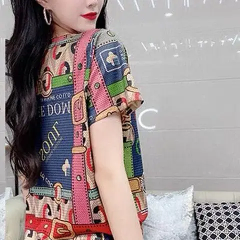 

Short sleeve summer fashion trend letter print T-shirt for women