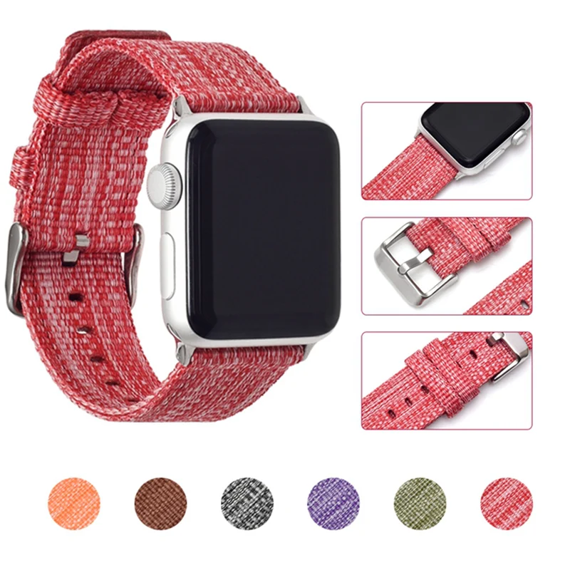 Нейлоновый ремешок для часов Apple Watch 42 мм 5 4 3 2 1 38 холст нейлон 40 44 спортивные ленты