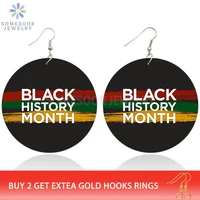 somesoor both sides printed black history month afro wood drop earrings with africa colors melanin wood jewelry for women gifts