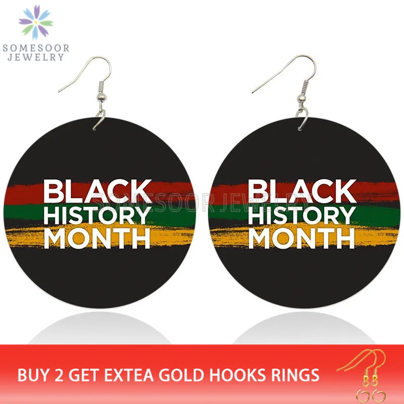 SOMESOOR с обеих сторон принтом черный месяц истории афро дерево висячие серьги