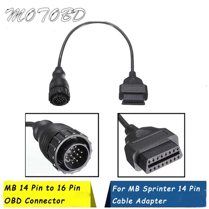 Диагностический Кабель-адаптер OBD2 для Benz 14 Pin-16 Pin Mercedes Sprinter | Автомобили и
