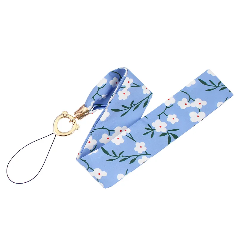 

Fashion women's silk scarf phone lanyards Mobile phone neck strap temperament fresh fabric lanyard for keys keychain strap