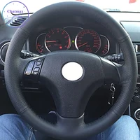 diy for mazda 3 5 6 m3 m5 m6 2003 2010 hand stitch car steering wheel cover genuine black leather wrap