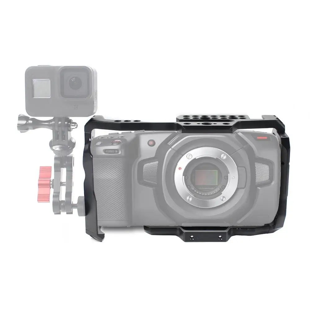 

Aluminum BMPCC 4K 6K DSLR Camera Fitting Cage For Blackmagic Pocket Cinema Camera BMPCC 4K 6K with Rail Cold Shoe Mount